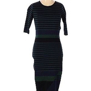 John + Jenn Black Striped Lucy Knit Dress L